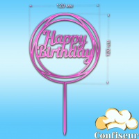 Topper "Happy Birthday" №31 (pink neon acrylic)