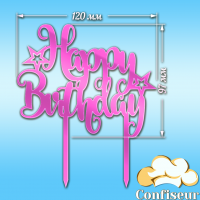 Topper "Happy Birthday" №3 (neon pink acrylic)