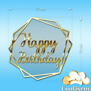 Топпер "Happy Birthday" №63 (прозорий та золотий акрил)