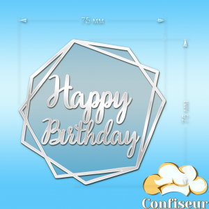 Топпер "Happy Birthday" №63 (прозорий та білий акрил)