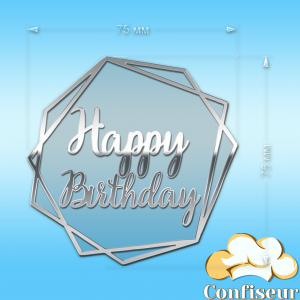 Топпер "Happy Birthday" №63 (прозорий та срібний акрил)