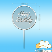 Topper "Happy Birthday" №66 (transparent and white acrylic)