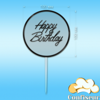 Topper "Happy Birthday" №66 (transparent and black acrylic)