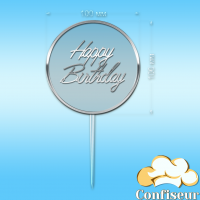 Topper "Happy Birthday" №66 (transparent and silver acrylic)