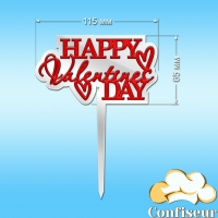 "Happy Valentine's Day" topper - 1 (white and red acrylic)