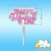 "Happy Valentine's Day" topper - 1 (white and pink neon acrylic)