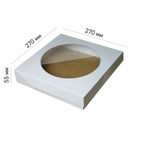 Коробка для торту, чізкейку, пірога 270*270*55 біла з вікном