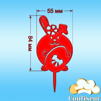 Топпер "Великодній кролик"-6 (червоний акрил)
