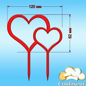 Топпер "Сердца" №2 (красный акрил)